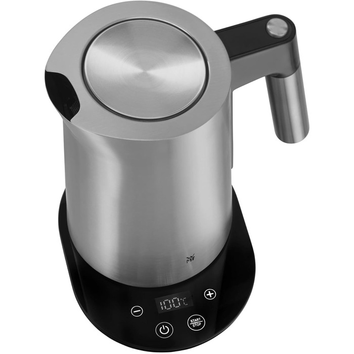 WMF Kineo Kettle with Temperature Setting, 1.6L, Scale Filter, 3000W, Live Temperature Display, Stainless Steel Matte Electric Kettle, Cromargan Single