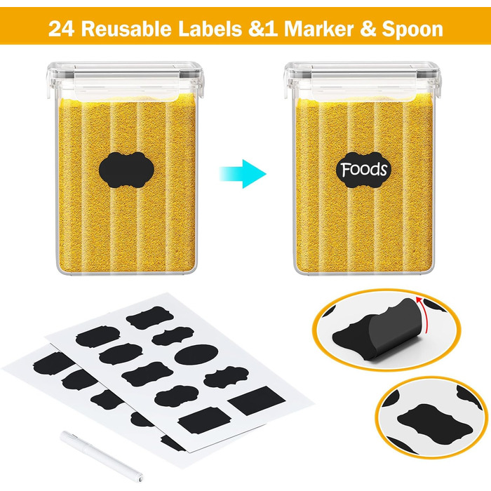 24 герметичні контейнери для зберігання продуктів з кришкою, BPA-free, об'єм 33.6L