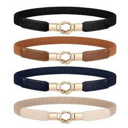 Жіночий еластичний пояс WERFORU (4 шт.) - чорний, коричневий, синій, бежевий - розмір 95-108 см