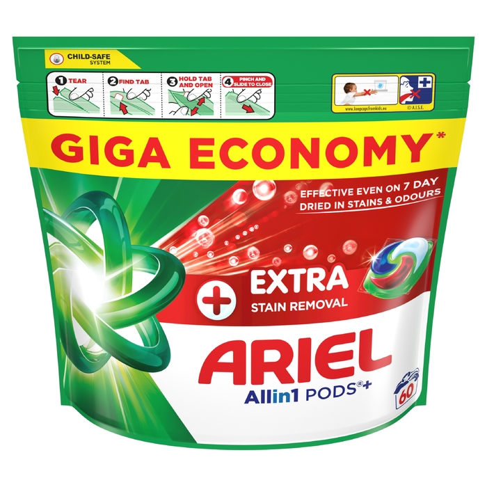 Капсули для прання Ariel Extra Clean Power, 60 шт, Giga Pack