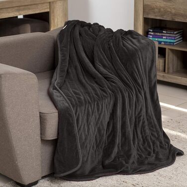 Електрична гріюча ковдра Sinnlein® з плюшу 160 x 120 см | з таймером, 9 температурних режимів, автовимкнення, цифрова панель керування, прання до 40°C, антрацит