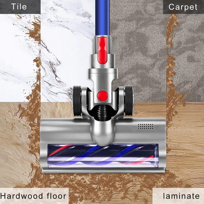 Насадка для пилососа Dyson V7, V8, V10, V11, V15 з прямим приводом та 4 світлодіодами, для твердих поверхонь та килимових покриттів