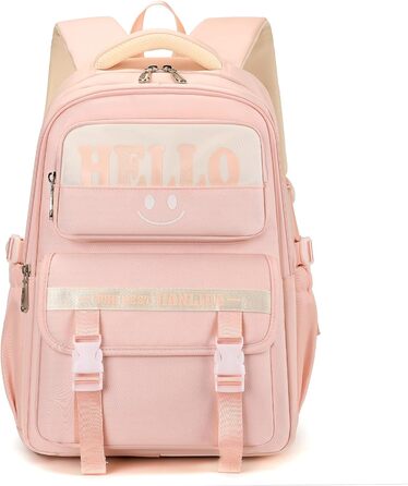 Шкільний рюкзак для дівчаток та хлопчиків-підлітків. Водостійкий рюкзак для школи, подорожей. Рожевий, з багатьма кишенями.