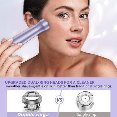 Електричний епілятор для жінок: безболісний пристрій для догляду за тілом, обличчям, зоною бікіні, ногами та під пахвами. Портативний, акумуляторний (рожеве золото, фіолетовий)