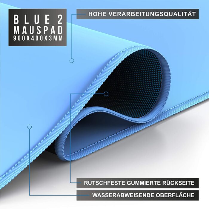 Килимок для миші TITANWOLF XXL 900x400 мм - великий, синій, для геймінгу, покращена точність та швидкість