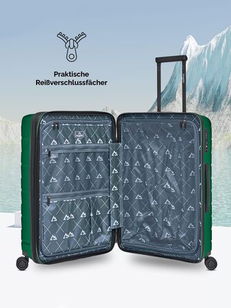 Чемодан середній з жорстким корпусом, розширюваний, 45 x 27 x 66 см, з подвійними колесами та TSA-замком, 3.7 кг, з високоякісного поліпропілену, унісекс, Emerald Green Metallic