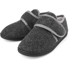 Тапочки чоловічі TIESTRA з термопресом для діабетиків, широка стопа, з підошвою з memory foam, чорні, розмір 41-47 (EU 45)