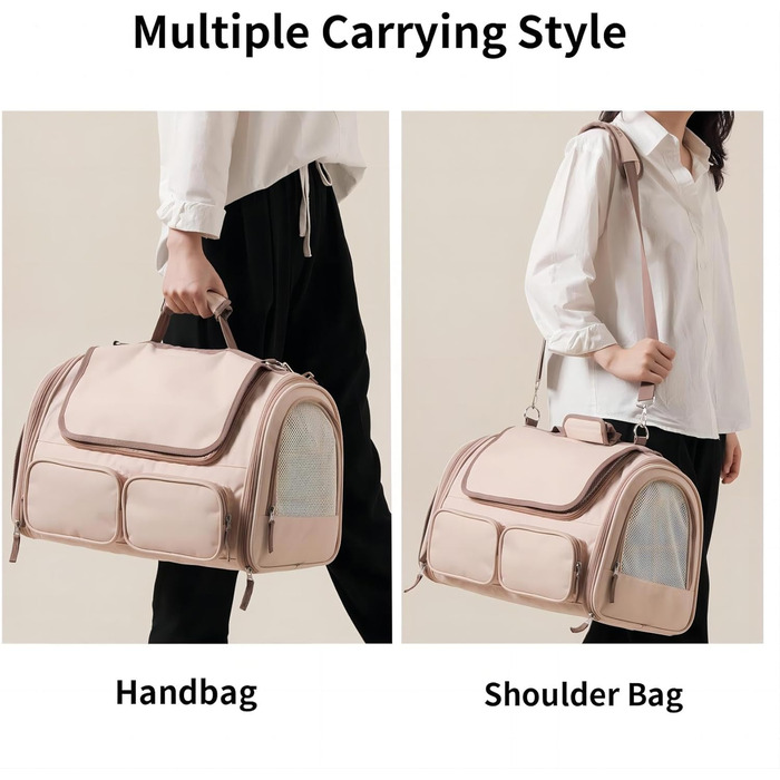 Транспортна переноска для котів та собак FUKUMARU, рожева, велика (до 22 кг)