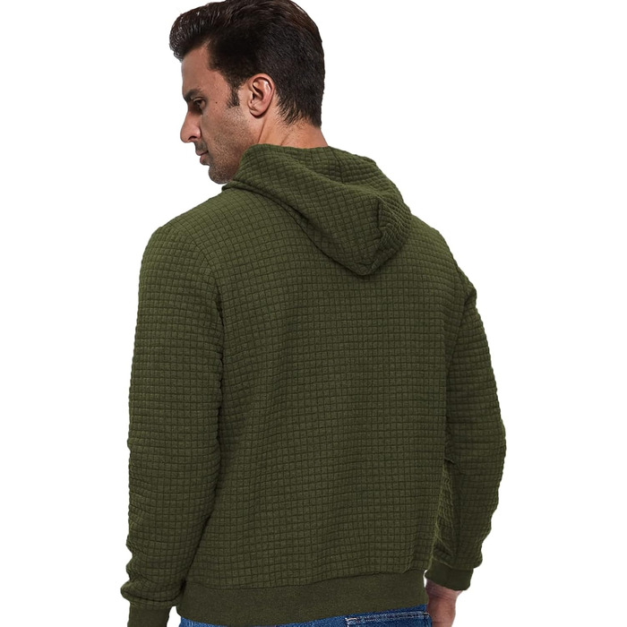 Чоловіча толстовка Tanozer з капюшоном, в клітинку, довгий рукав (XL, хакі)