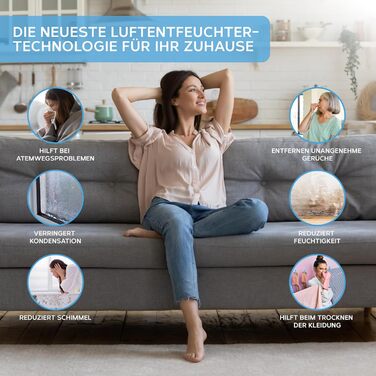 Портативний компактний міні-зволожувач повітря 1100 мл - електричний, енергоефективний, видаляє плісняву та конденсат. 7 LED кольорів, регулювання освітлення, чорний