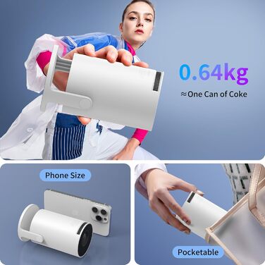 YOTON Y4 Mini Beamer: Smart проєктор з Android TV, 1080P, WiFi, Bluetooth, авто-корекція, для домашнього кінотеатру, сумісний з Phone/PC/Mac/Switch (Білий)