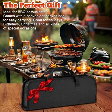 Набір аксесуарів для гриля NXPZ з нержавіючої сталі, 27 предметів. Професійний набір для гриля, з сумкою для зберігання. Для кемпінгу, пікніків, саду та походів.