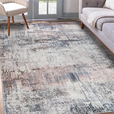 Килим для вітальні 160x230 см, абстрактний, короткий ворс, для спальні, миючий, сучасний, м'який, для їдальні, дитячої кімнати (122 x 170 см, синій)