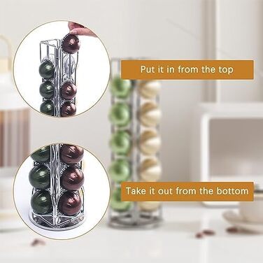 Тримач для капсул Nespresso Vertuo Sevenline – органайзер карусель на 20 капсул (срібний)