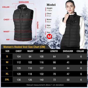 Обогревна жилетка для жінок з Powerbank, USB акумуляторна терможилетка, 3 режими температури, 4 зони обігріву, XL, чорний