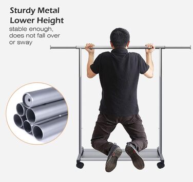 MISSLO Small Clothes Rack for Hanging Clothes, Rolling Garment Rod Stable for Kids, Toddler, Baby, Little Girls, Adults (Silver)