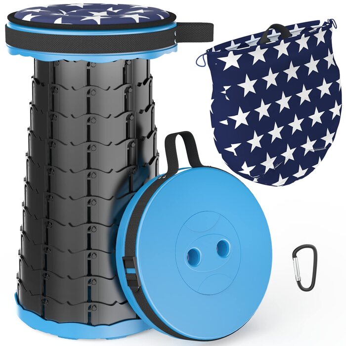 Складаний туристичний стільчик-табурет, 440lbs, з сумкою, блакитний