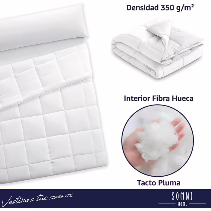 SOMNI HOME Two-Tone Quilted Comforter for Beds with 80/90 cm, Feels Like Down, Reversible, Warm, Lightweight, for Single Bed, Quality 400 g, Beige – Sand 180 x 260 cm