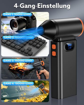 Електричний пилосос для повітря Metall Air Duster 180000RPM з акумулятором 8000mAh, 4-ступенева регулювання, для ПК, клавіатури, авто та відпочинку на природі