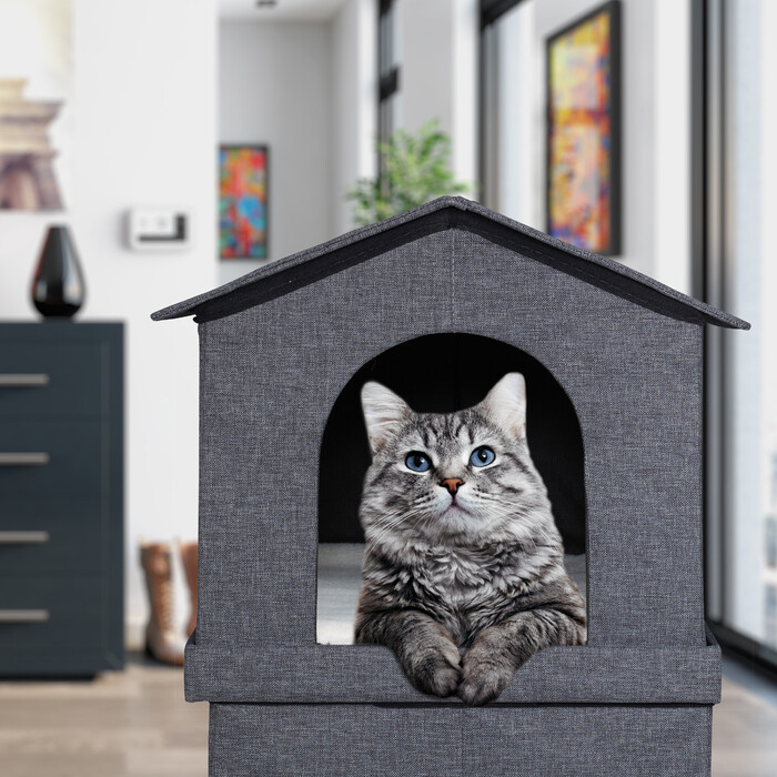 Relaxdays 2-Tier Cat House for Indoors