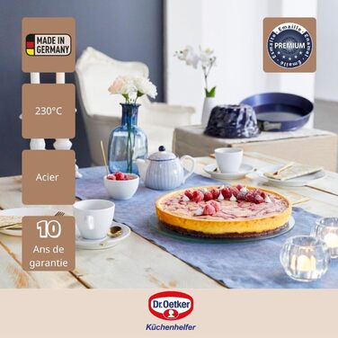 Dr. Oetker Springform Ø 32 cm Back-Liebe Enamel with Removable Bottom – Round Baking Pan with Cut- & Scratch-Resistant Enamel Base – 32 cm Cake Baking Pan with Conical Edge for Cakes, Quiches or Tarts