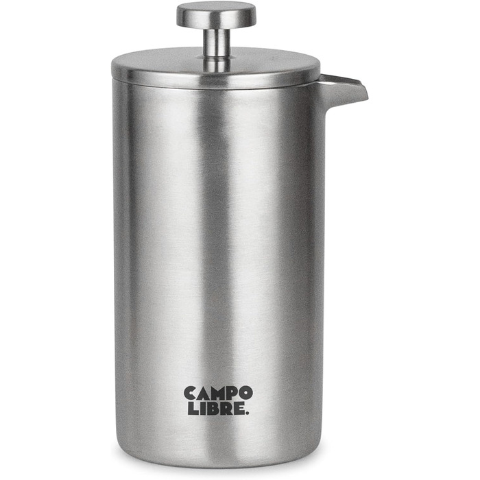 Campo Libre.® Giorgio French Press Coffee Maker made of double-walled stainless steel, 0.35l | Plastic-free coffee press with thermal function incl. replacement filter | Coffee maker | 100% recycled stainless steel 350ml Matt Steel