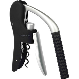 Arcos Wine Opener - Black & Gray Ergonomic Corkscrew with ABS & Zinc Alloy Handle
