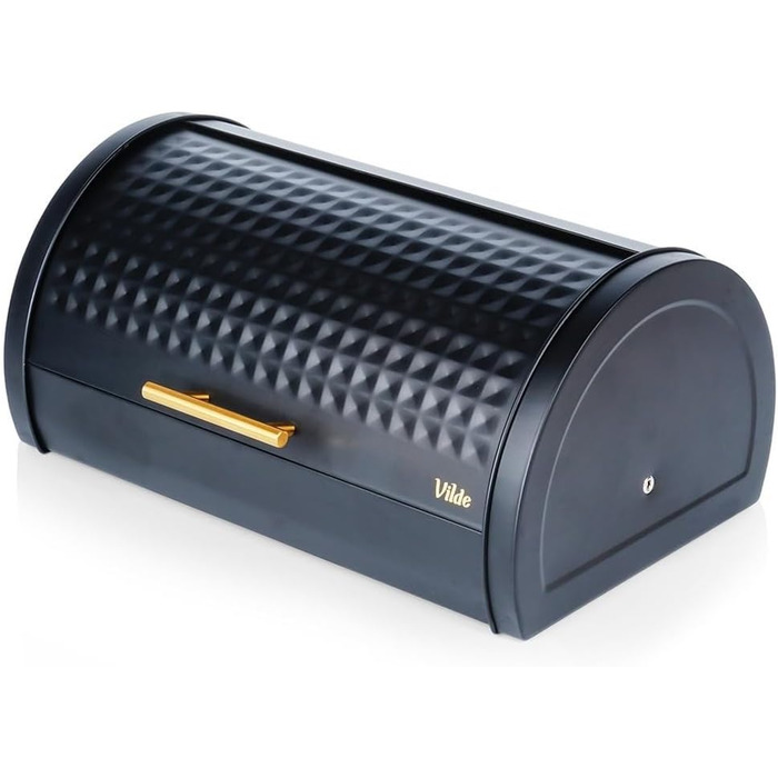 Металева хлібниця Vilde - чорна, 38 x 25 x 18 см