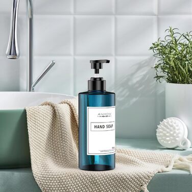 Набір дозаторів для мила на стіну 4er, блакитний (500 мл) - без свердління, з наліпками для душу/кухні/ванної кімнати