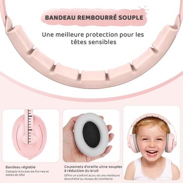 Навушники для захисту від шуму для немовлят 0-2 роки (Рожеві)