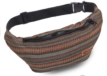 Чоловіча поясна сумка Leon Boho з бавовни, плечова сумка-слінг, етнічний стиль (GT dklBlauRauteStrahlWeiß)