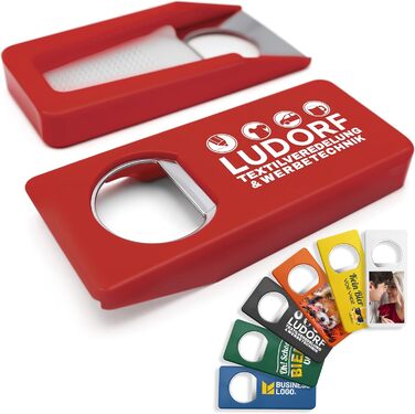 #teamludorf - 10 Pack Multifunctional, Customizable Bottle Openers in Red - Individually Customizable with Text and Image, in Seven Colors, Gift Idea