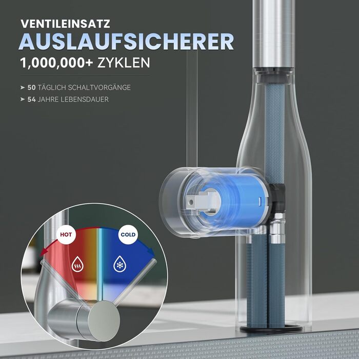 Змішувач для кухні CECIPA висувний, чорний, 360° поворотний, з витяжною лійкою, антивитік, легка установка, для мийки