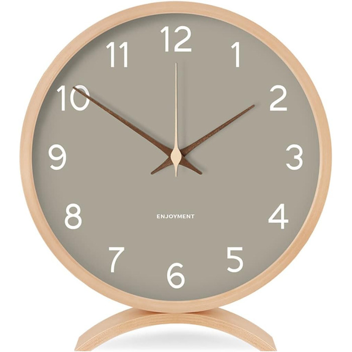 Maxspace Table Clock Analog, 21cm Wood Battery-Powered, Silent (No Ticking) for Bedroom Office Living Room Decor Modern