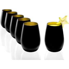 Stölzle Lausitz Glasses 465ml | Drinking Glasses 6-Piece Set | Cocktail Glasses Dishwasher-Safe with High Impact Resistance | Universal Glasses as Water Glasses, Juice Glasses, Whiskey Glasses | Black Gold
