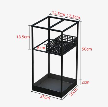 Металева підставка для парасоль та тростинок Shakub, 2 слоти, чорна, 25x25x50 см
