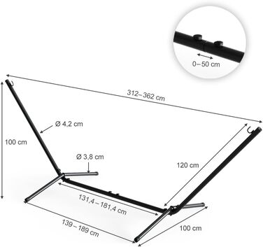 Oskar-Store Hammock Stand 350cm Metal Frame Hammock Stand Sun Lounger Metal