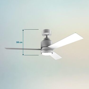 Стельовий вентилятор Cecotec EnergySilence Aero 4850 з підсвічуванням, 48 дюймів, 3 лопаті, пульт ДУ, DC-мотор, 6 швидкостей, режими зима/літо, 30 Вт, білий