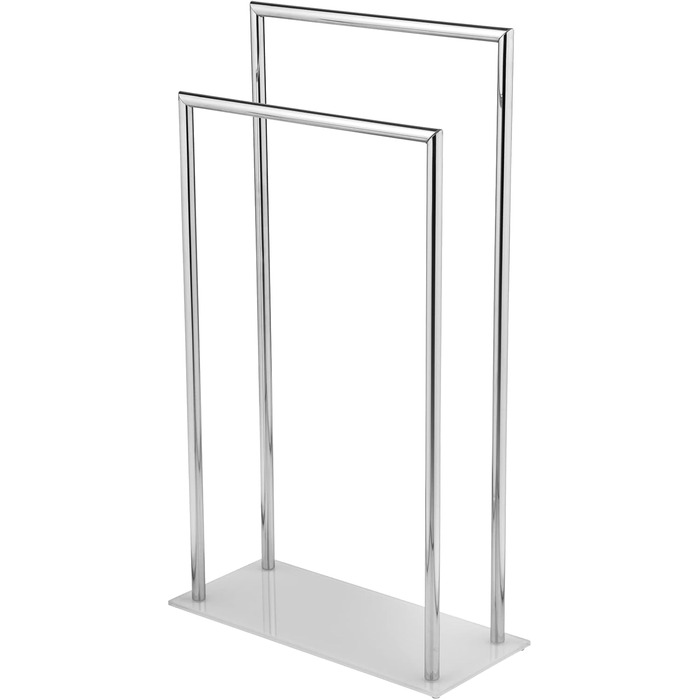 WENKO Style Towel Rail with 2 Bars, Heavy Glass Base, Glossy