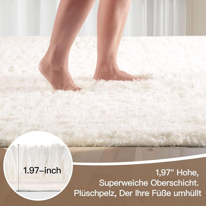 Килим Treeboy Hochflor сірий для вітальні та спальні 80x160 см, миючий, антиковзаючий, плюшевий, сучасний