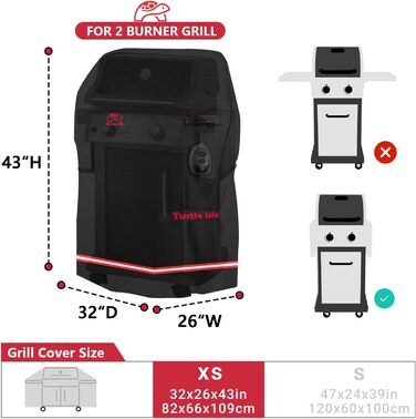 Чохол для гриля BBQ Turtle Life, 32 дюйми, водонепроникний, для газових грилів Weber, Char-Broil, захист від вигоряння, чорний