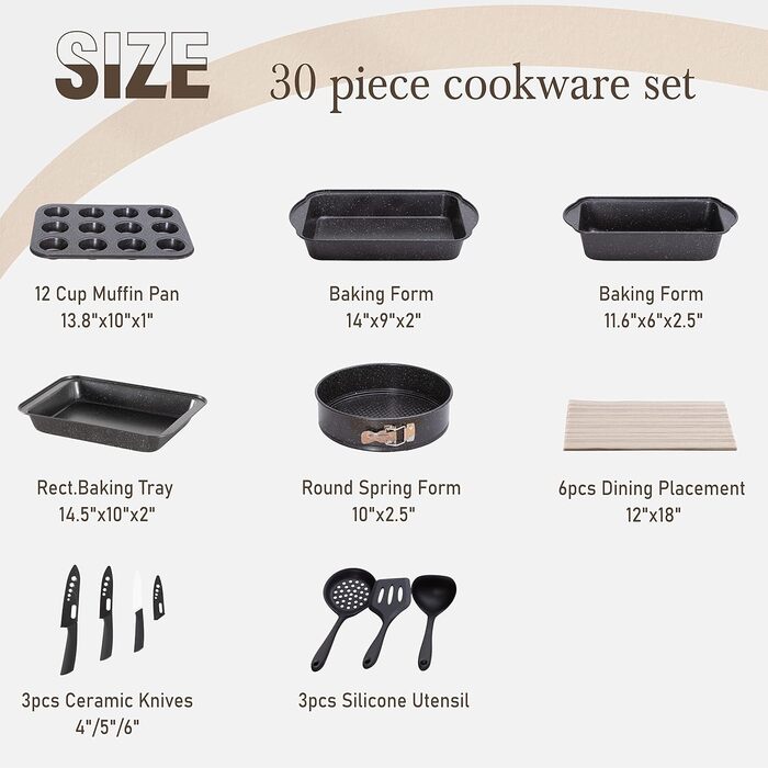 Kitchen Academy Cookware Set - 17 Piece Induction Set with Glass Lids, PFAS-Free Ceramic Non-Stick Coating, Grey
