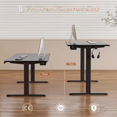 Електричний стіл JUMMICO 120x60 см, регульований по висоті, з пам'яттю, антикольозійною функцією, бежевий