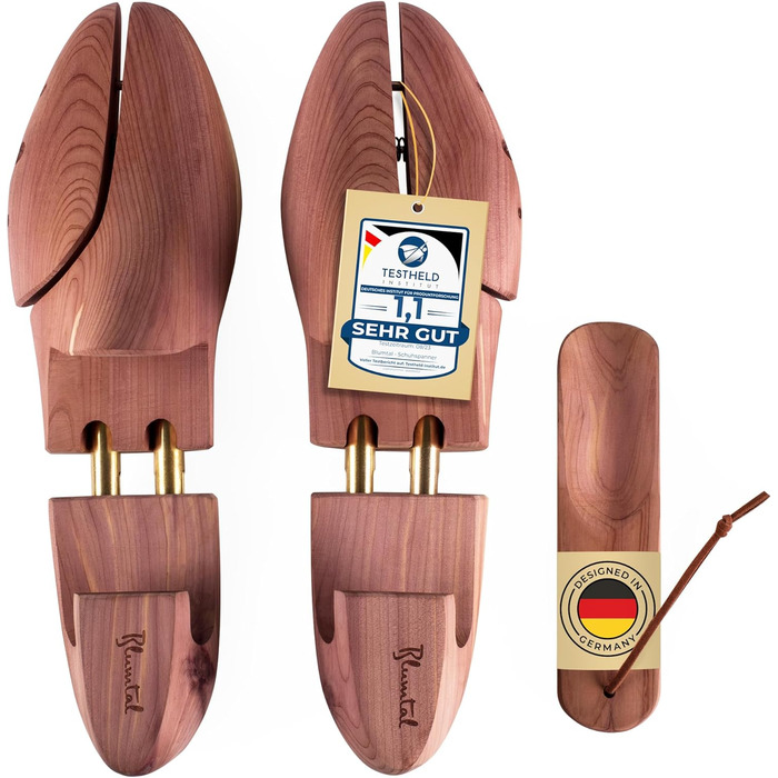 Blumtal TESTSIEGER Premium Shoe Stretcher Cedar Wood - Shoe Stretcher for Men and Women incl. Shoehorn - Shoe Expander ergonomic - Shoe Widener - Shoe Stretcher nurturing and odor-absorbing - Sizes 38-47