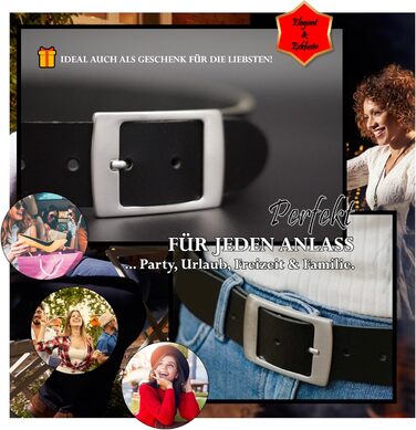 Жіночий шкіряний ремінь Friedrich Hoffmann чорний, ширина 4 см, Made in Germany - 100 см