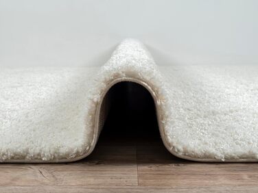 Килим Bahar Shaggy: дизайнерський килим для вітальні, м'який та легкий у догляді, високий ворс, кремовий ромбічний візерунок, 120 x 170 см