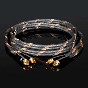 Акустичні кабелі SKW для колонок Hi-Fi, пара (2 шт.), 1.5м, з позолоченими роз'ємами-бананами та нейлоновим обплетенням, High-end якість