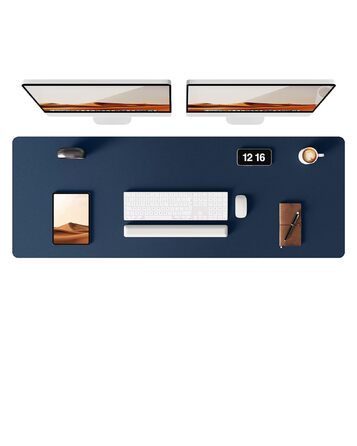 Підкладка для миші та столу YSAGi Premium Leder XXL 90x43 см, темно-синя. Килимок для письма, офісний аксесуар для дому та офісу