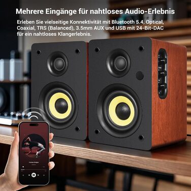 Sanyun SW208 Активні Bluetooth 5.0 Регулярні Динаміки 3' - 60W, Коробка з вуглецевого волокна, Вбудований 24-бітний ЦАП, Динамічний 3D-Surround Sound - 2.0 Комп'ютерні Динаміки для ПК (Пара, ) 3' (SW206 Червоний, 4')