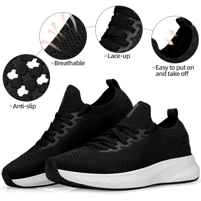 Жіночі кросівки для бігу та повсякденного носіння. Легкі, дихаючі, стильні. (36 EU, чорний та білий)